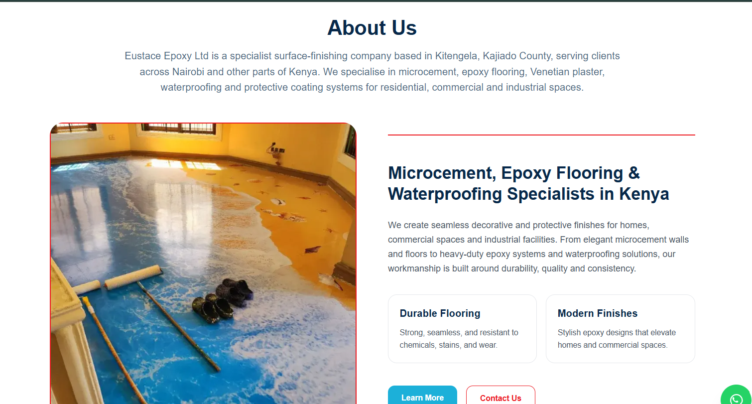 Eustace Epoxy Ltd Website Hero